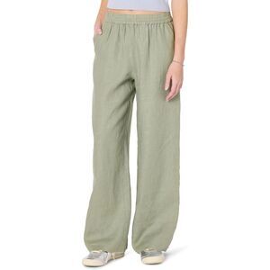 The DROP Bonni 100% Linen Flowy Wide Hem pants Sage Green Small